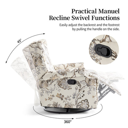 Fauteuil inclinable pivotant à motif floral de 29 po de largeur