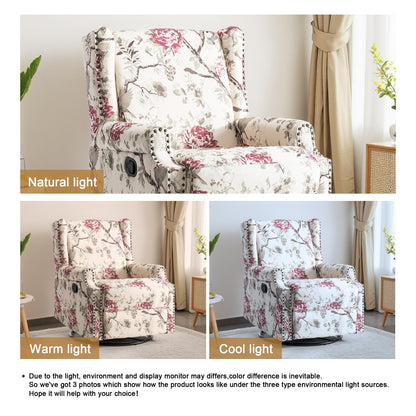Fauteuil inclinable pivotant à motif floral de 29 po de largeur