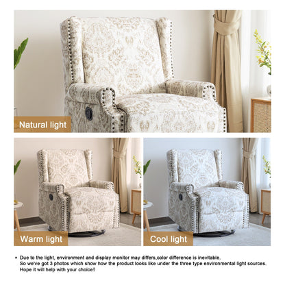 Fauteuil inclinable pivotant à motif floral de 29 po de largeur