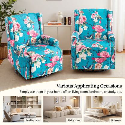 Fauteuil inclinable pivotant à motif floral de 29 po de largeur
