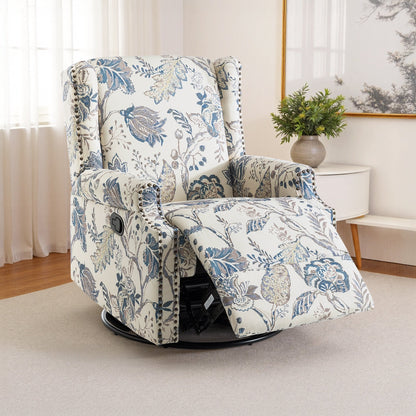 Fauteuil inclinable pivotant à motif floral de 29 po de largeur