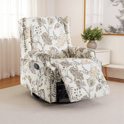Fauteuil inclinable pivotant à motif floral de 29 po de largeur
