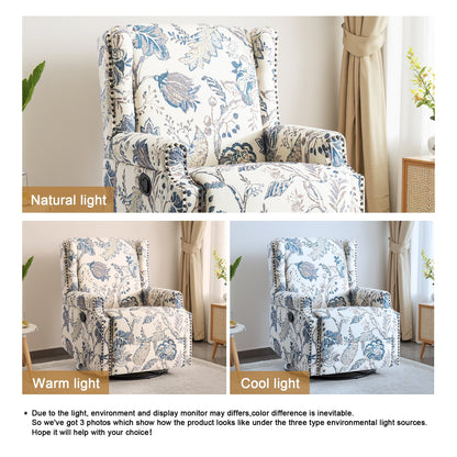 Fauteuil inclinable pivotant à motif floral de 29 po de largeur