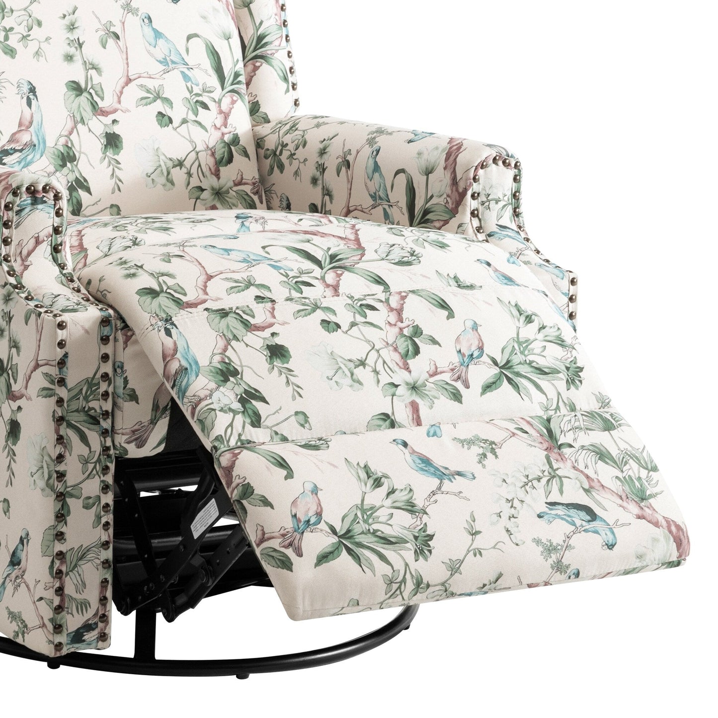 Fauteuil inclinable pivotant à motif floral de 29 po de largeur