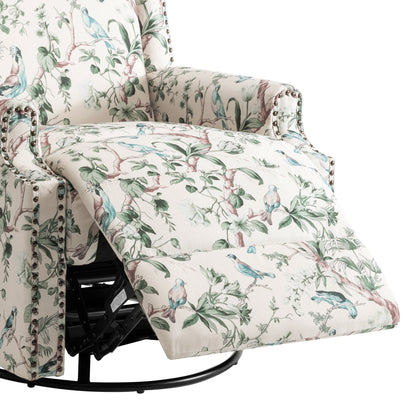 Fauteuil inclinable pivotant à motif floral de 29 po de largeur