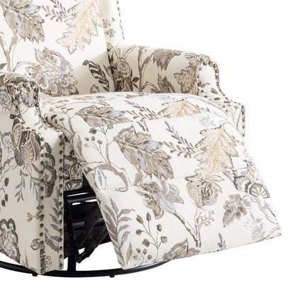 Fauteuil inclinable pivotant à motif floral de 29 po de largeur