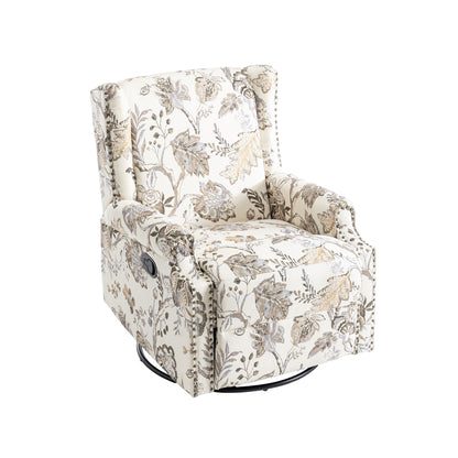 Fauteuil inclinable pivotant à motif floral de 29 po de largeur