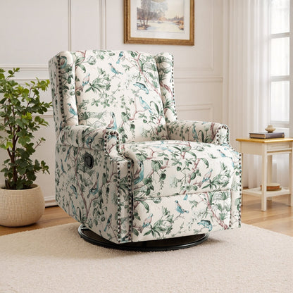 Fauteuil inclinable pivotant à motif floral de 29 po de largeur
