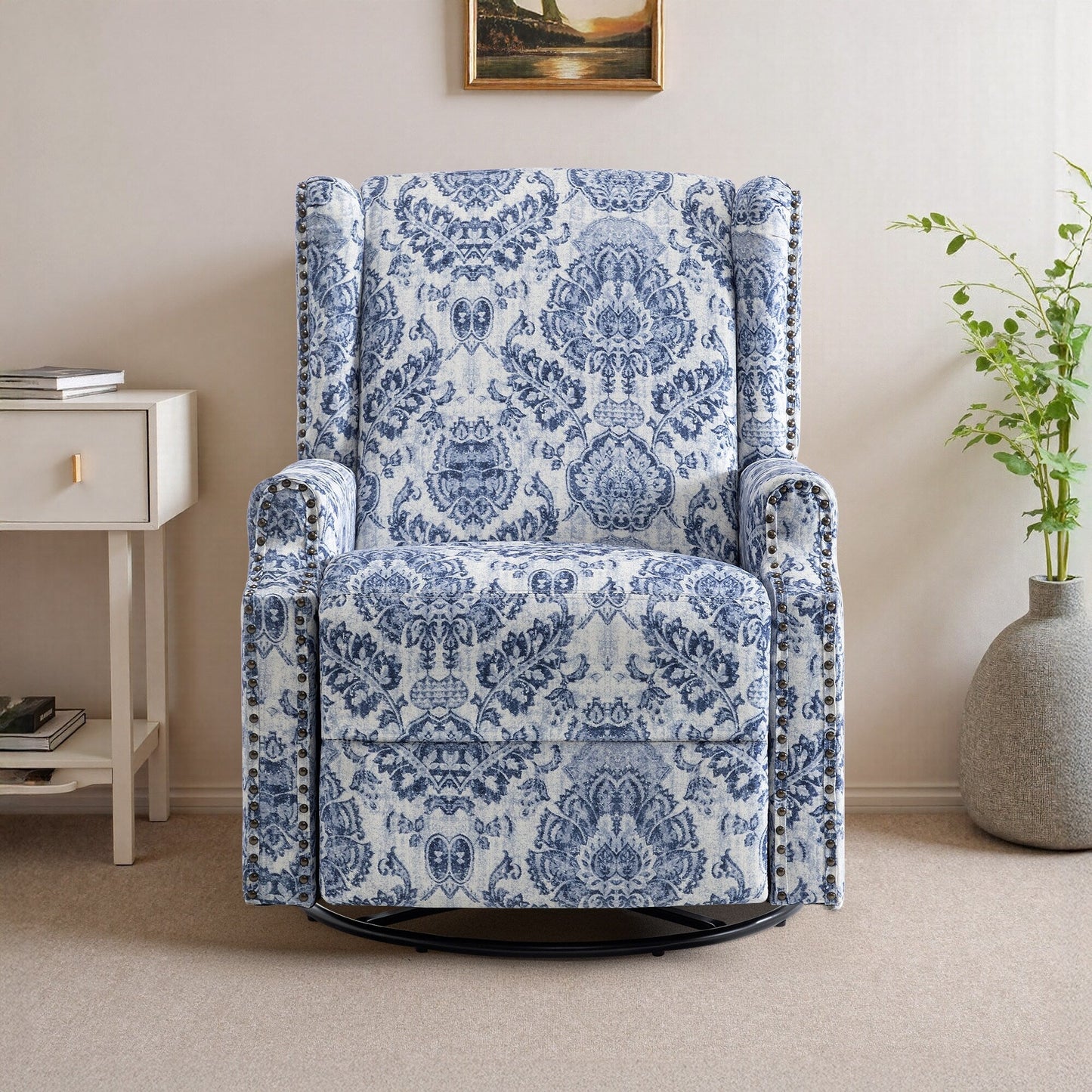 Fauteuil inclinable pivotant à motif floral de 29 po de largeur