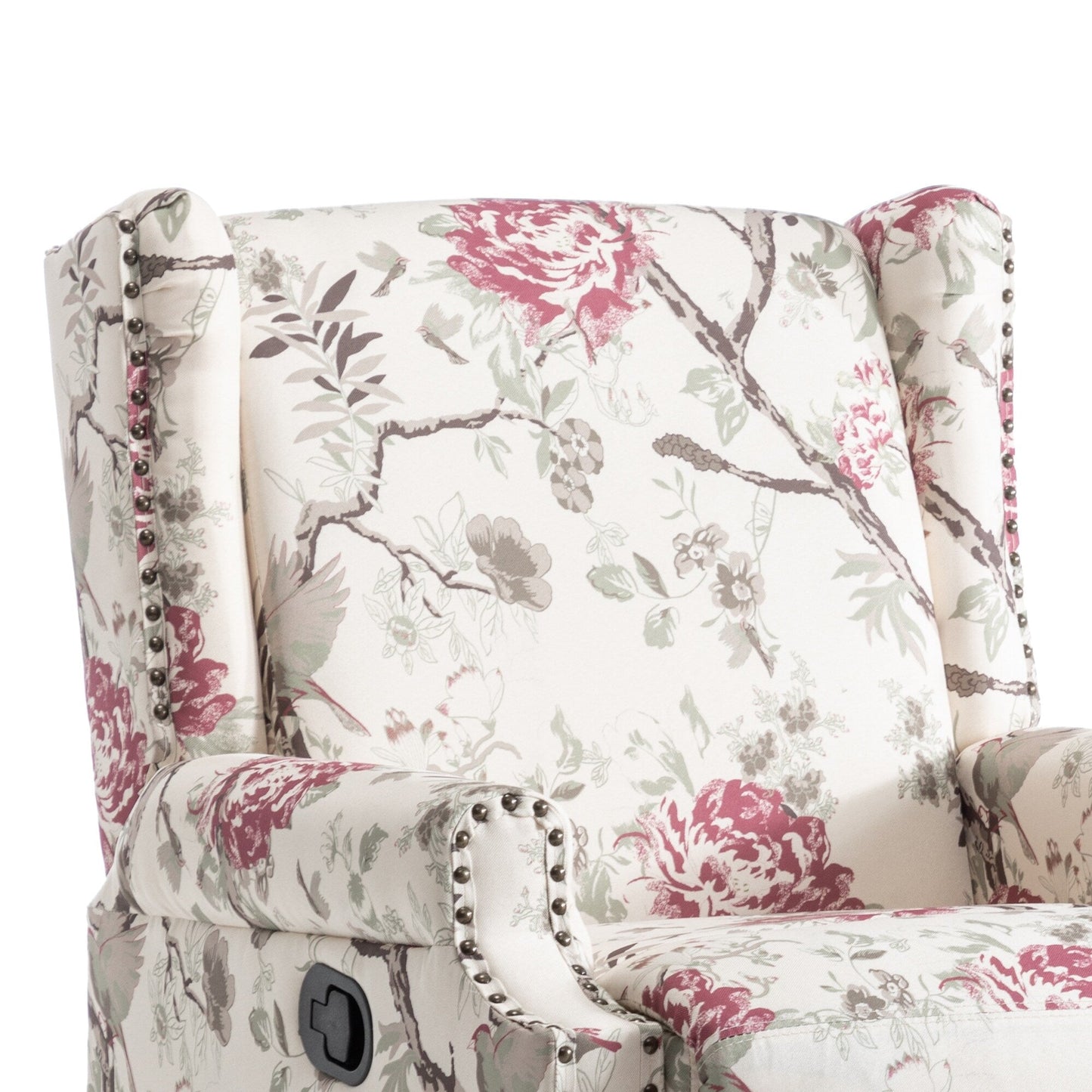 Fauteuil inclinable pivotant à motif floral de 29 po de largeur