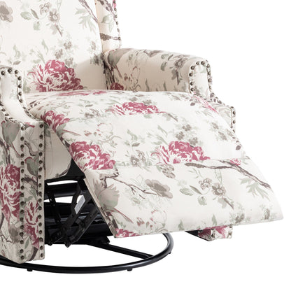Fauteuil inclinable pivotant à motif floral de 29 po de largeur