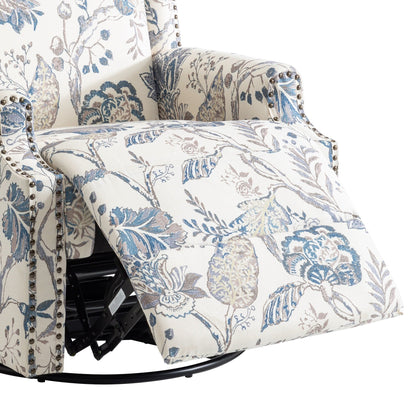Fauteuil inclinable pivotant à motif floral de 29 po de largeur