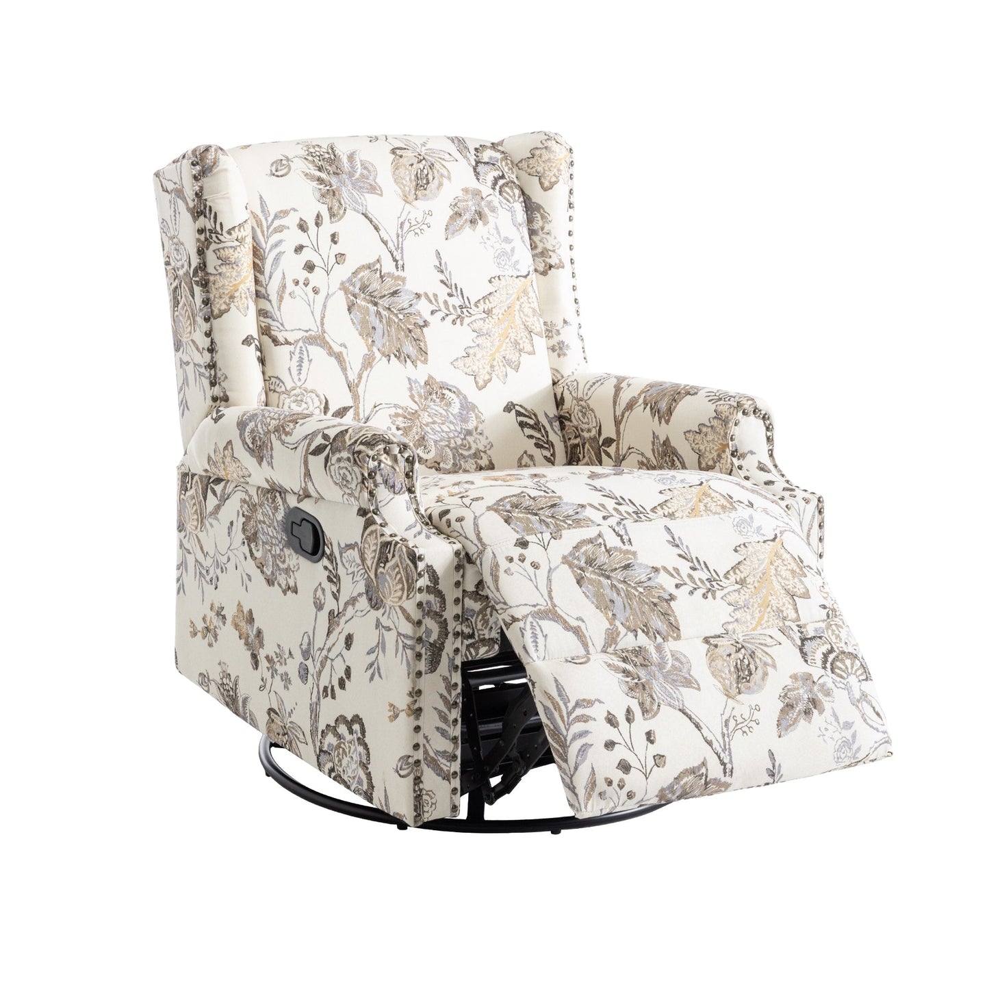 Fauteuil inclinable pivotant à motif floral de 29 po de largeur