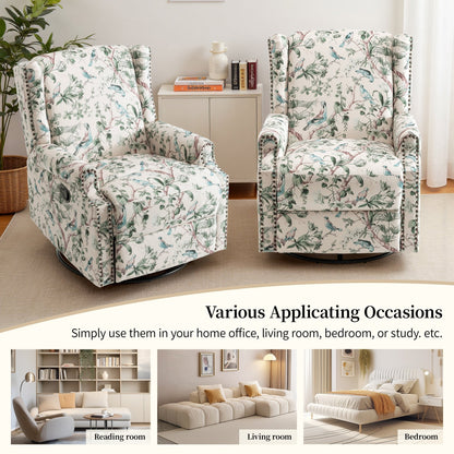 Fauteuil inclinable pivotant à motif floral de 29 po de largeur