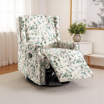 Fauteuil inclinable pivotant à motif floral de 29 po de largeur