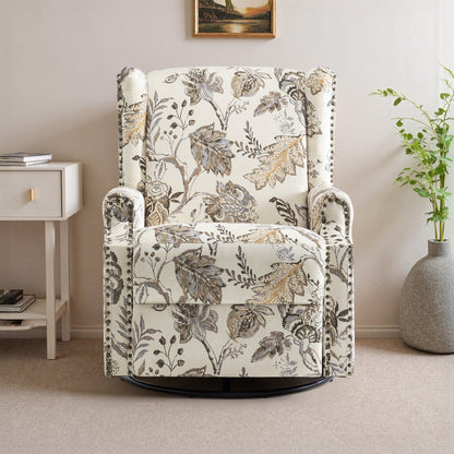 Fauteuil inclinable pivotant à motif floral de 29 po de largeur