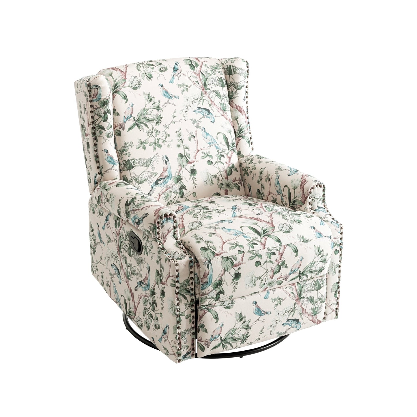 Fauteuil inclinable pivotant à motif floral de 29 po de largeur