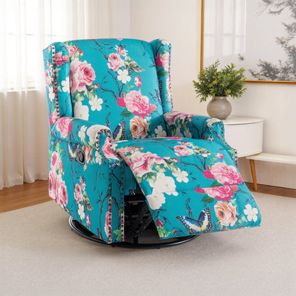 Fauteuil inclinable pivotant à motif floral de 29 po de largeur
