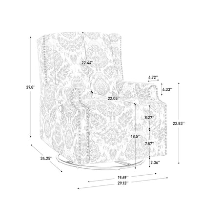 Fauteuil inclinable pivotant à motif floral de 29 po de largeur