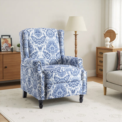 Fauteuil inclinable manuel à dossier relevable en lin vintage à motif floral de 29 po de largeur