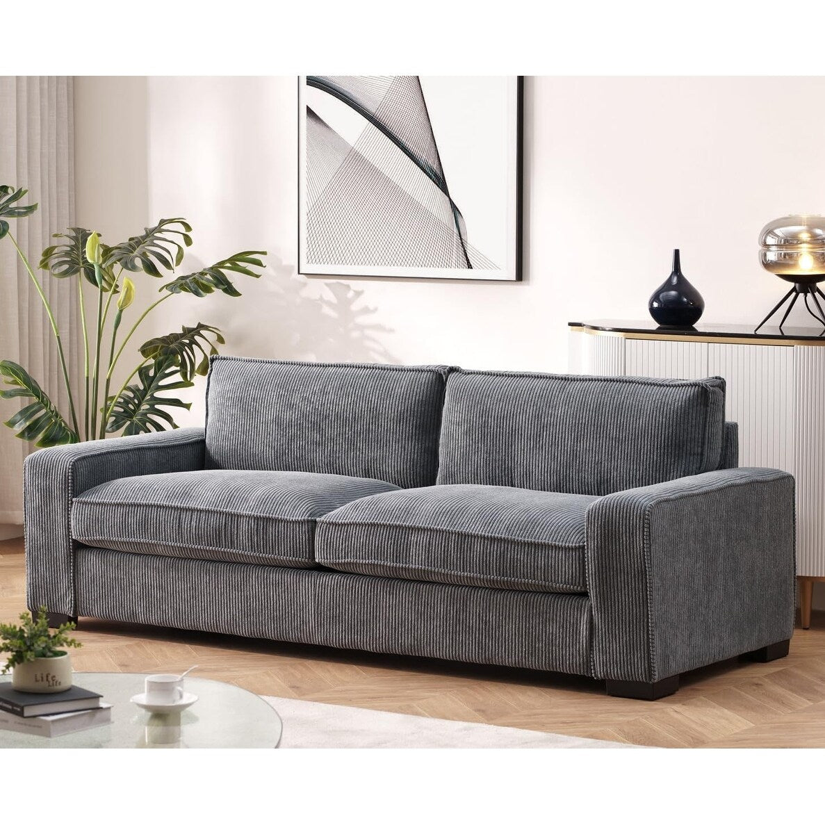 Canapé de salon de luxe en velours côtelé