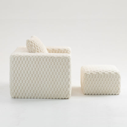 Canapé de compression en velours côtelé luxueux Lingge avec pouf