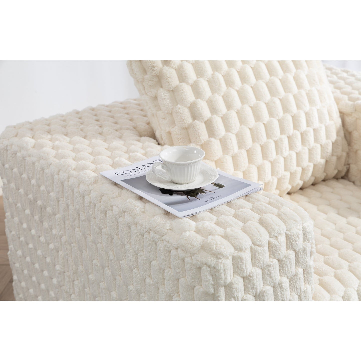 Canapé de compression en velours côtelé luxueux Lingge avec pouf