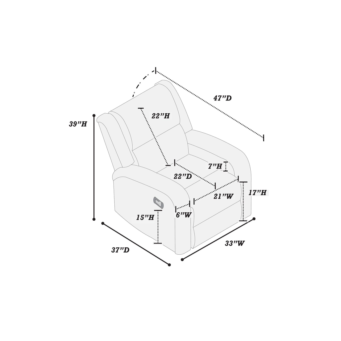 Fauteuil inclinable simple luxueux avec capitonnage horizontal et vertical pour un confort et un style inégalés