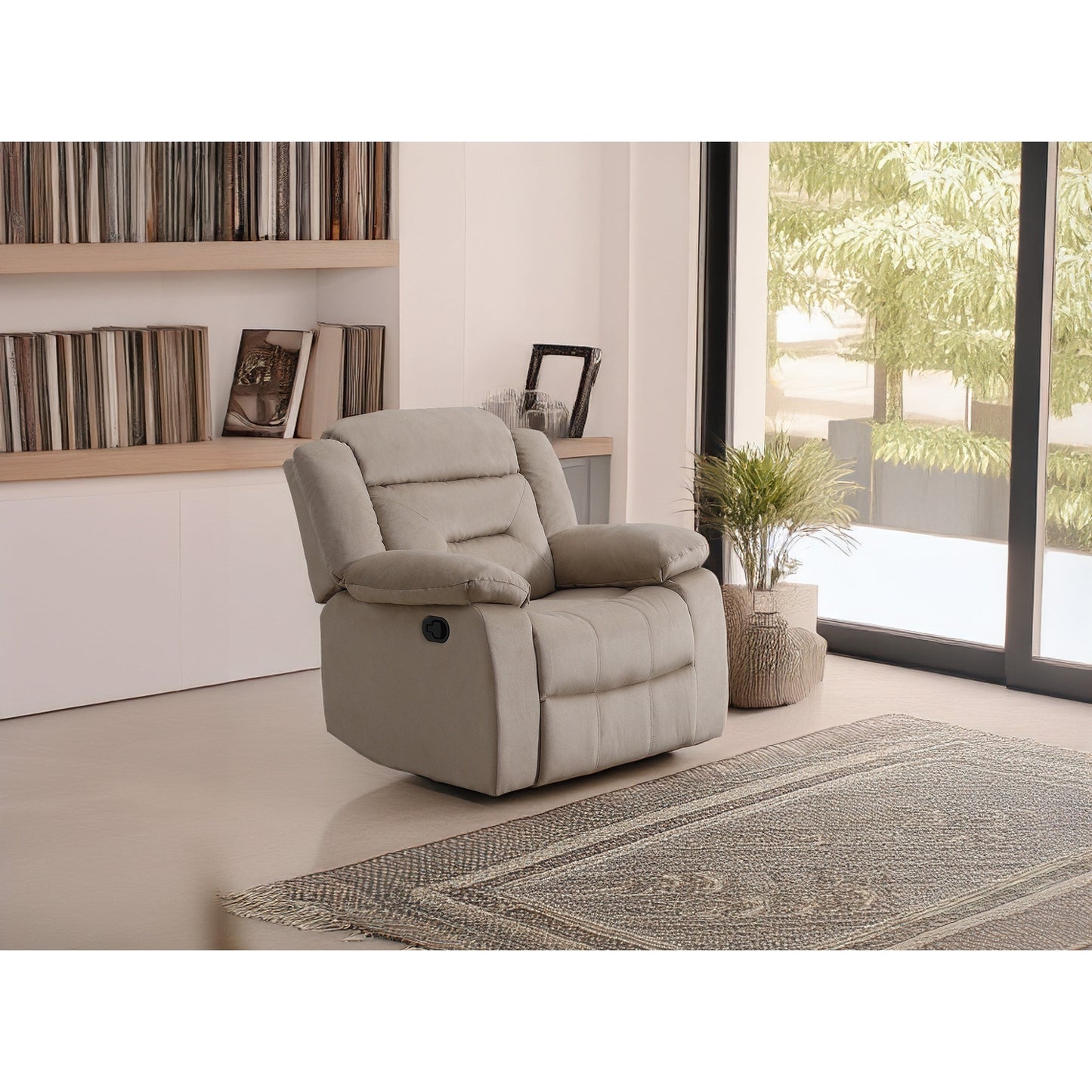 Fauteuil inclinable simple luxueux en velours avec accoudoirs moelleux et appui-tête rembourré pour une détente ultime