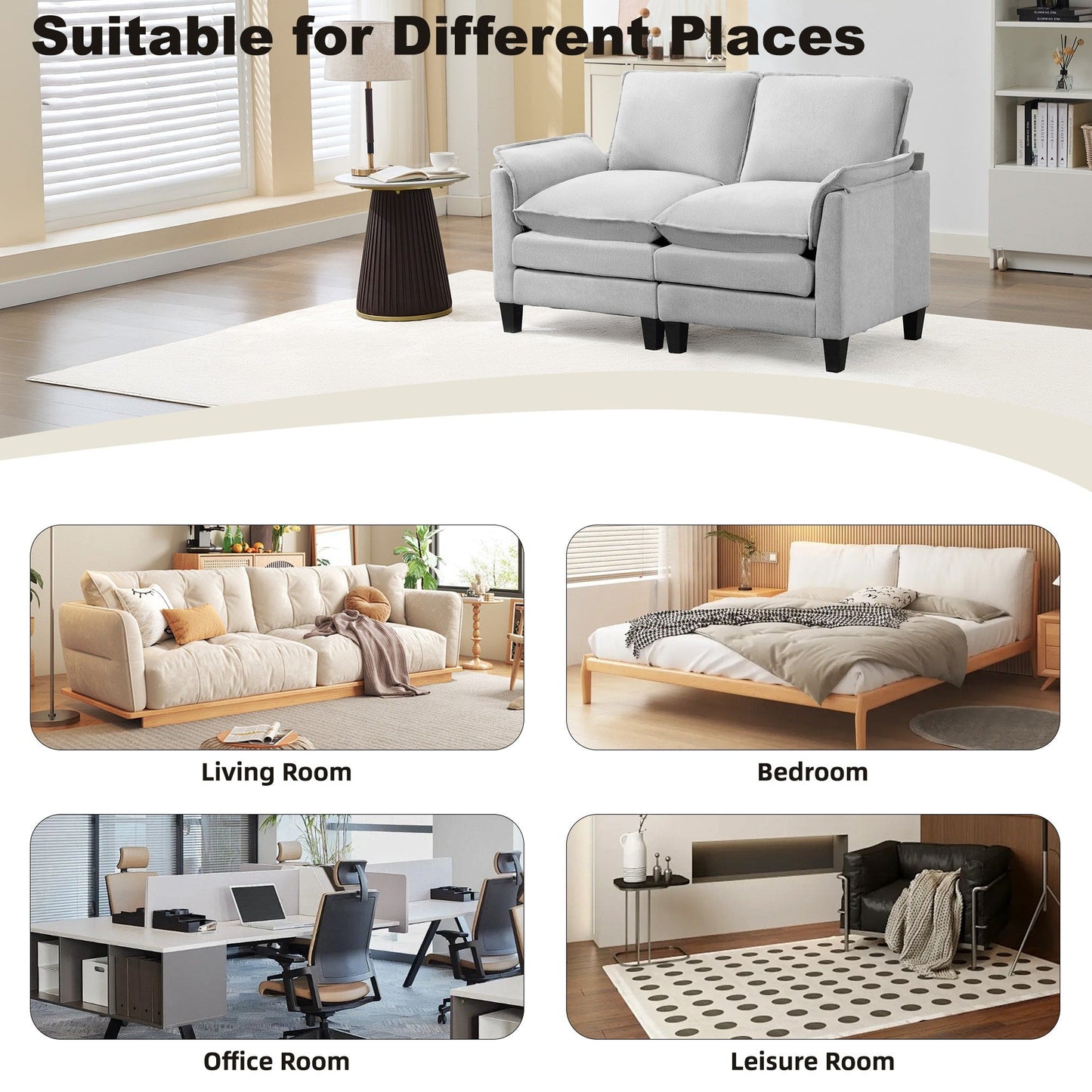 Canapé 2 places de luxe « Confort optimal, design robuste » pour salons et bureaux