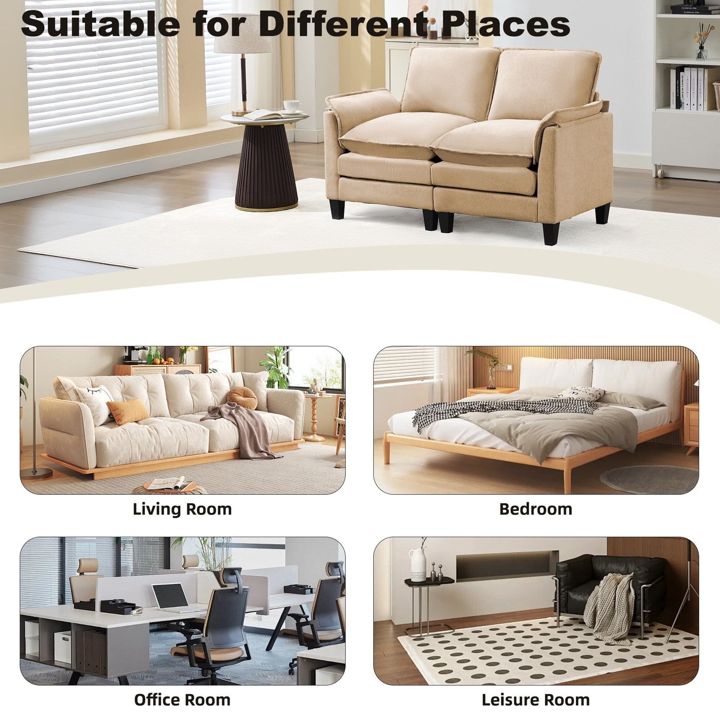 Canapé 2 places de luxe « Confort optimal, design robuste » pour salons et bureaux