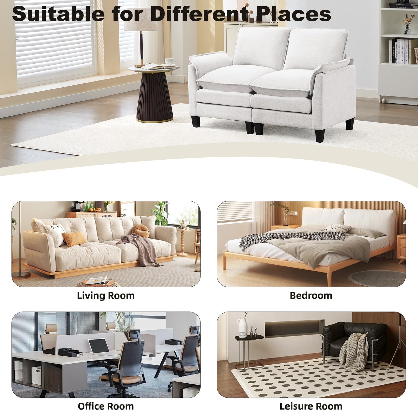 Canapé 2 places de luxe « Confort optimal, design robuste » pour salons et bureaux