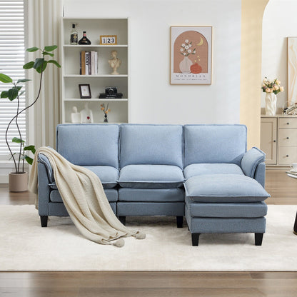 Canapé 3 places de luxe et repose-pieds « Confort ultra-moelleux et multi-pièces »