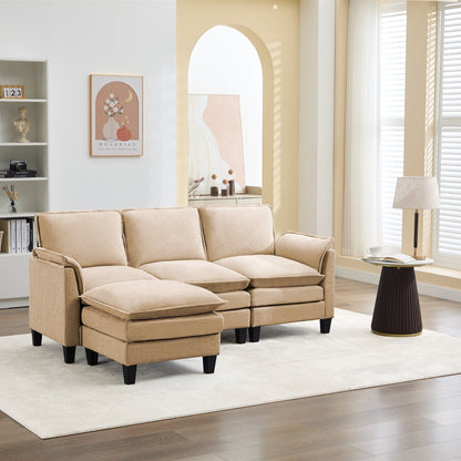 Canapé 3 places de luxe et repose-pieds « Confort ultra-moelleux et multi-pièces »