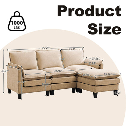 Canapé 3 places de luxe et repose-pieds « Confort ultra-moelleux et multi-pièces »