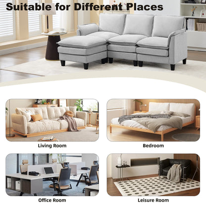 Canapé 3 places de luxe et repose-pieds « Confort ultra-moelleux et multi-pièces »