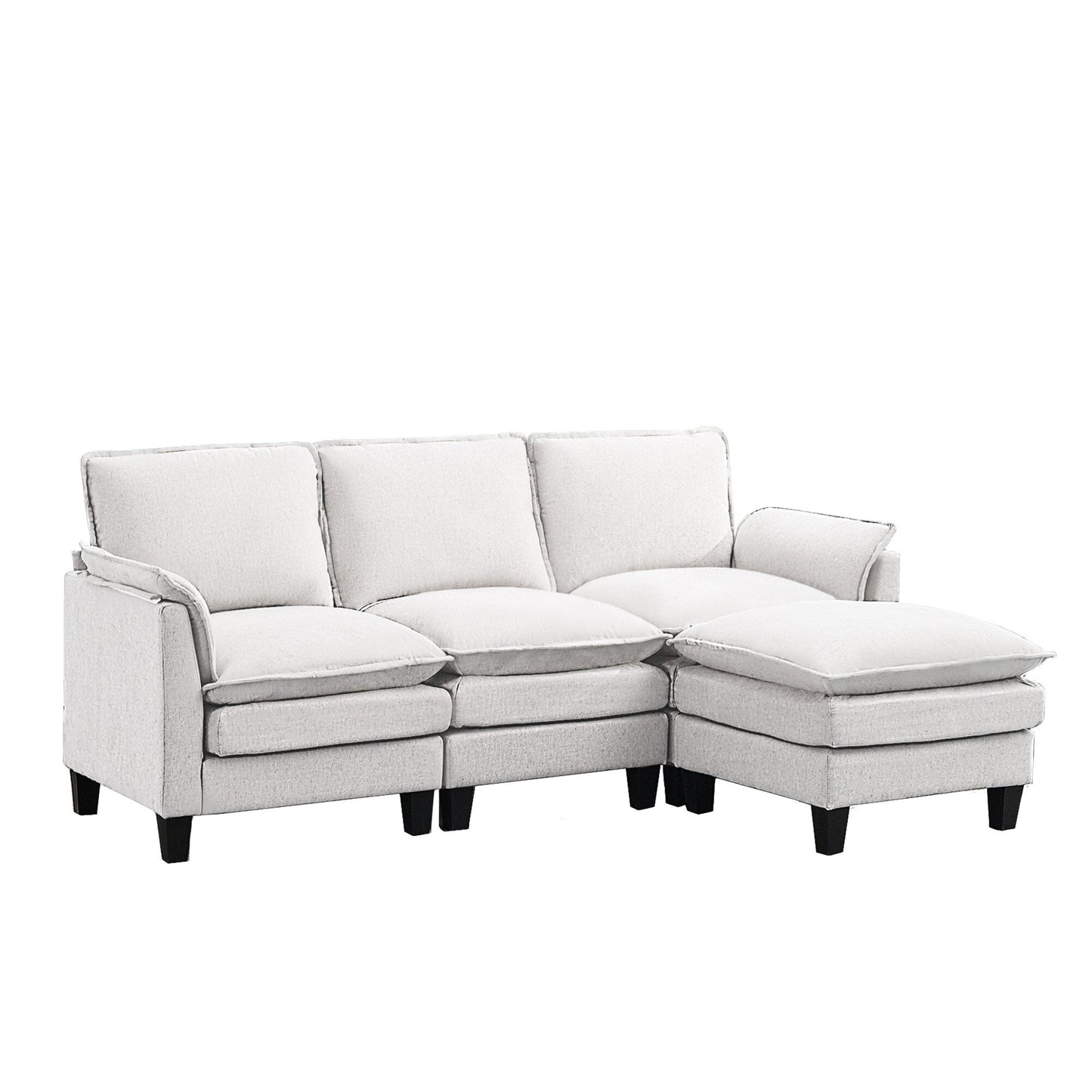 Canapé 3 places de luxe et repose-pieds « Confort ultra-moelleux et multi-pièces »