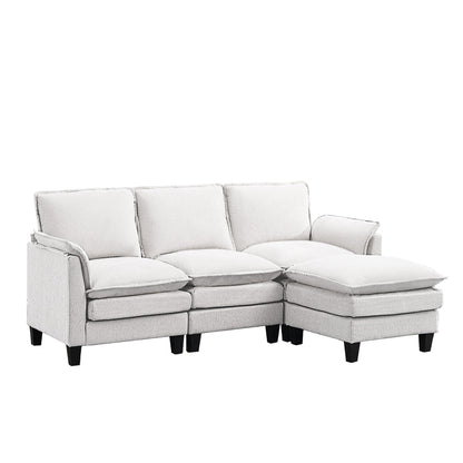 Canapé 3 places de luxe et repose-pieds « Confort ultra-moelleux et multi-pièces »