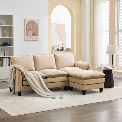 Canapé 3 places de luxe et repose-pieds « Confort ultra-moelleux et multi-pièces »
