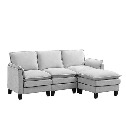 Canapé 3 places de luxe et repose-pieds « Confort ultra-moelleux et multi-pièces »