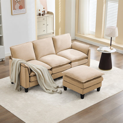 Canapé 3 places de luxe et repose-pieds « Confort ultra-moelleux et multi-pièces »