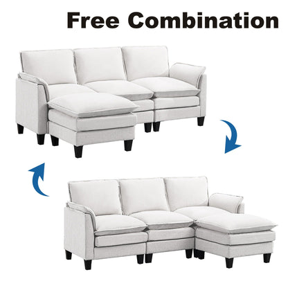 Canapé 3 places de luxe et repose-pieds « Confort ultra-moelleux et multi-pièces »