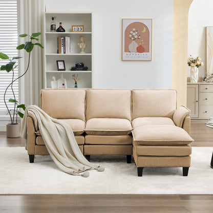 Canapé 3 places de luxe et repose-pieds « Confort ultra-moelleux et multi-pièces »