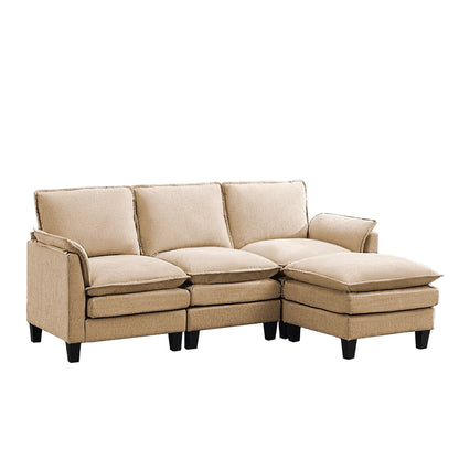 Canapé 3 places de luxe et repose-pieds « Confort ultra-moelleux et multi-pièces »