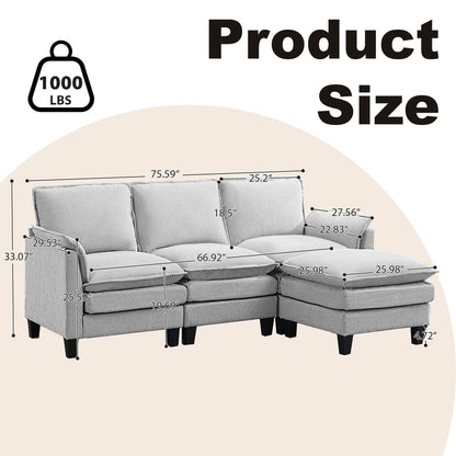 Canapé 3 places de luxe et repose-pieds « Confort ultra-moelleux et multi-pièces »