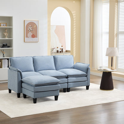 Canapé 3 places de luxe et repose-pieds « Confort ultra-moelleux et multi-pièces »
