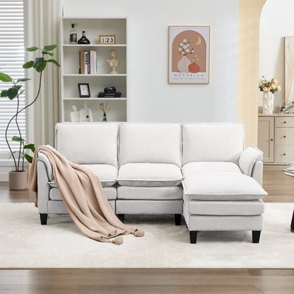 Canapé 3 places de luxe et repose-pieds « Confort ultra-moelleux et multi-pièces »