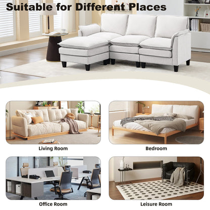 Canapé 3 places de luxe et repose-pieds « Confort ultra-moelleux et multi-pièces »