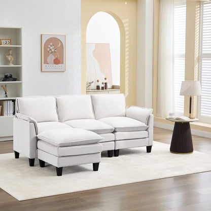 Canapé 3 places de luxe et repose-pieds « Confort ultra-moelleux et multi-pièces »