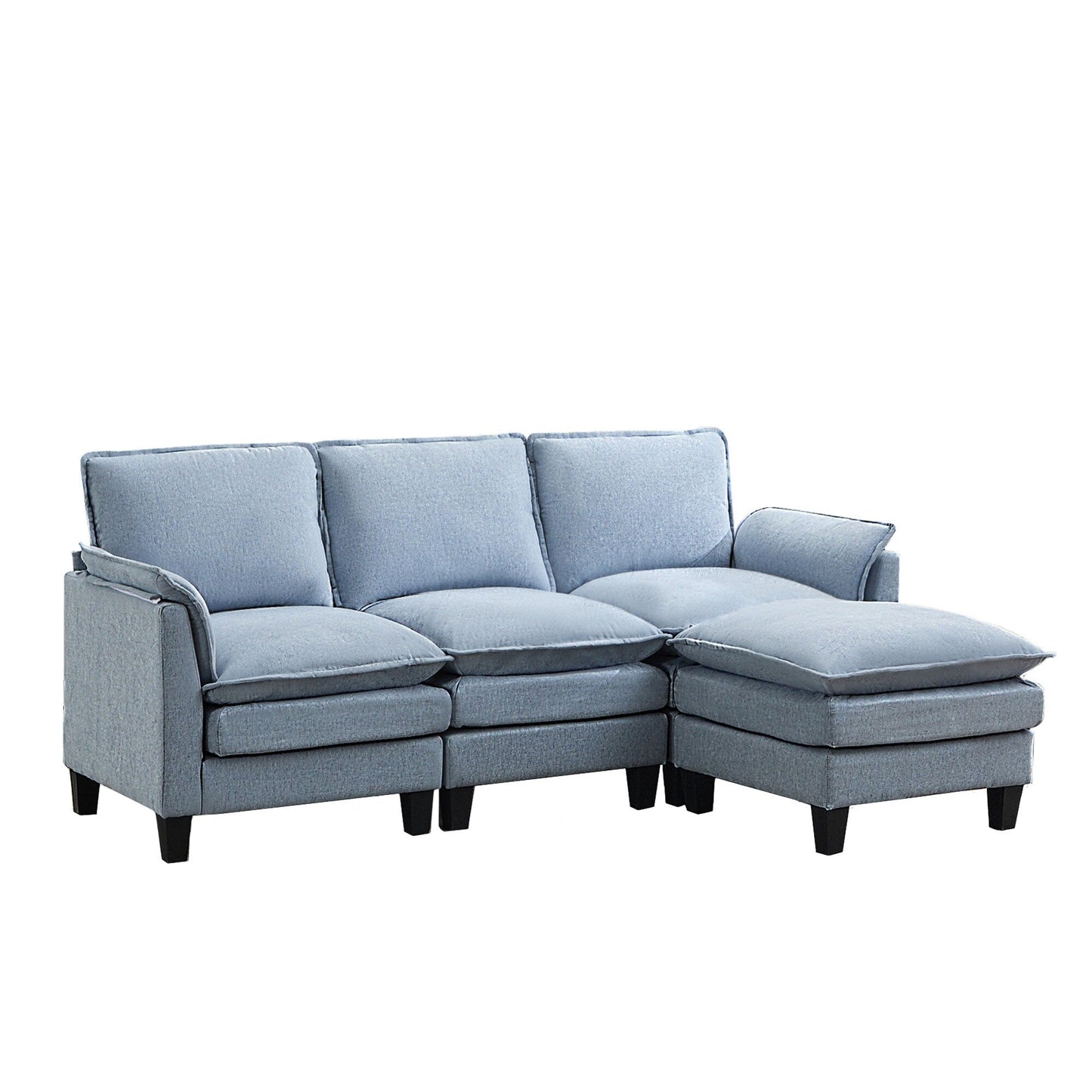 Canapé 3 places de luxe et repose-pieds « Confort ultra-moelleux et multi-pièces »